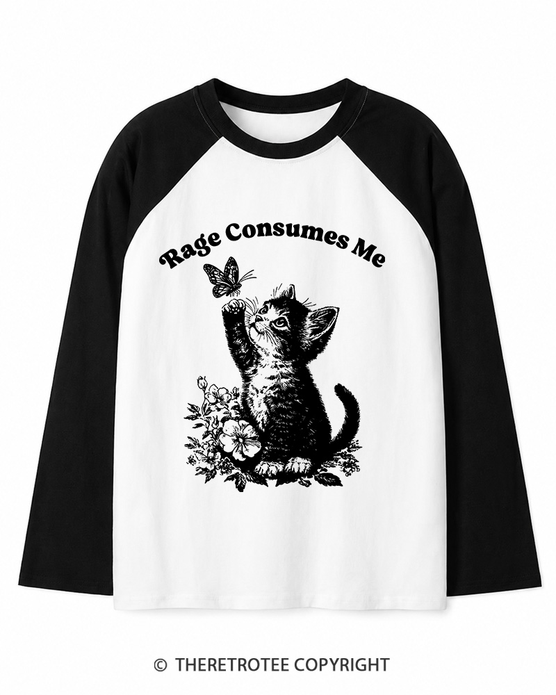 TheRetroTee Rage Consumes Me Long Sleeve Raglan T-Shirt