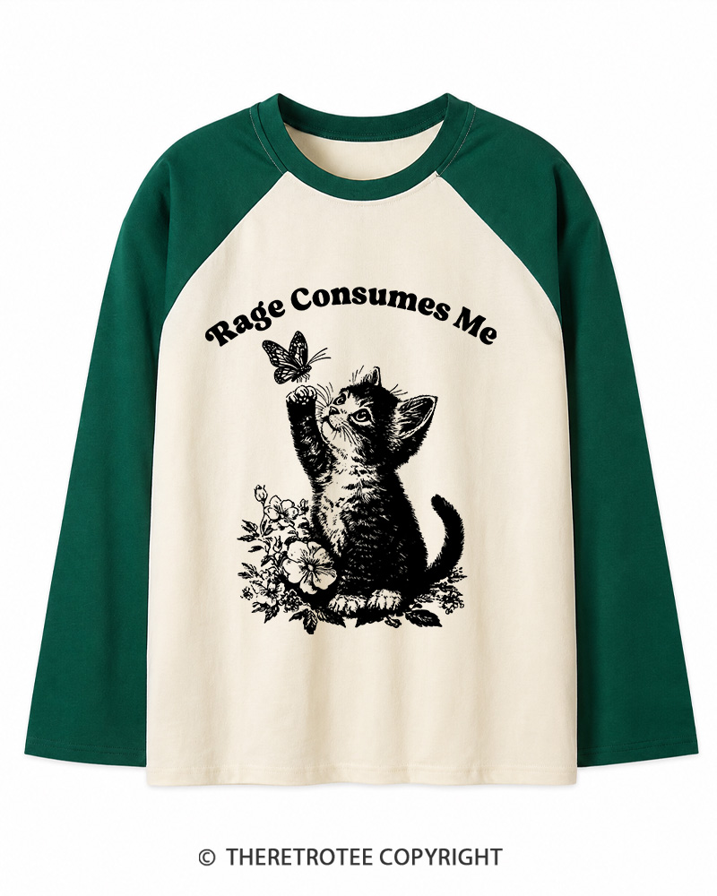 TheRetroTee Rage Consumes Me Long Sleeve Raglan T-Shirt