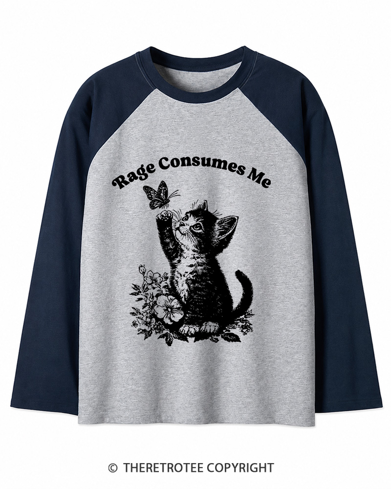 TheRetroTee Rage Consumes Me Long Sleeve Raglan T-Shirt