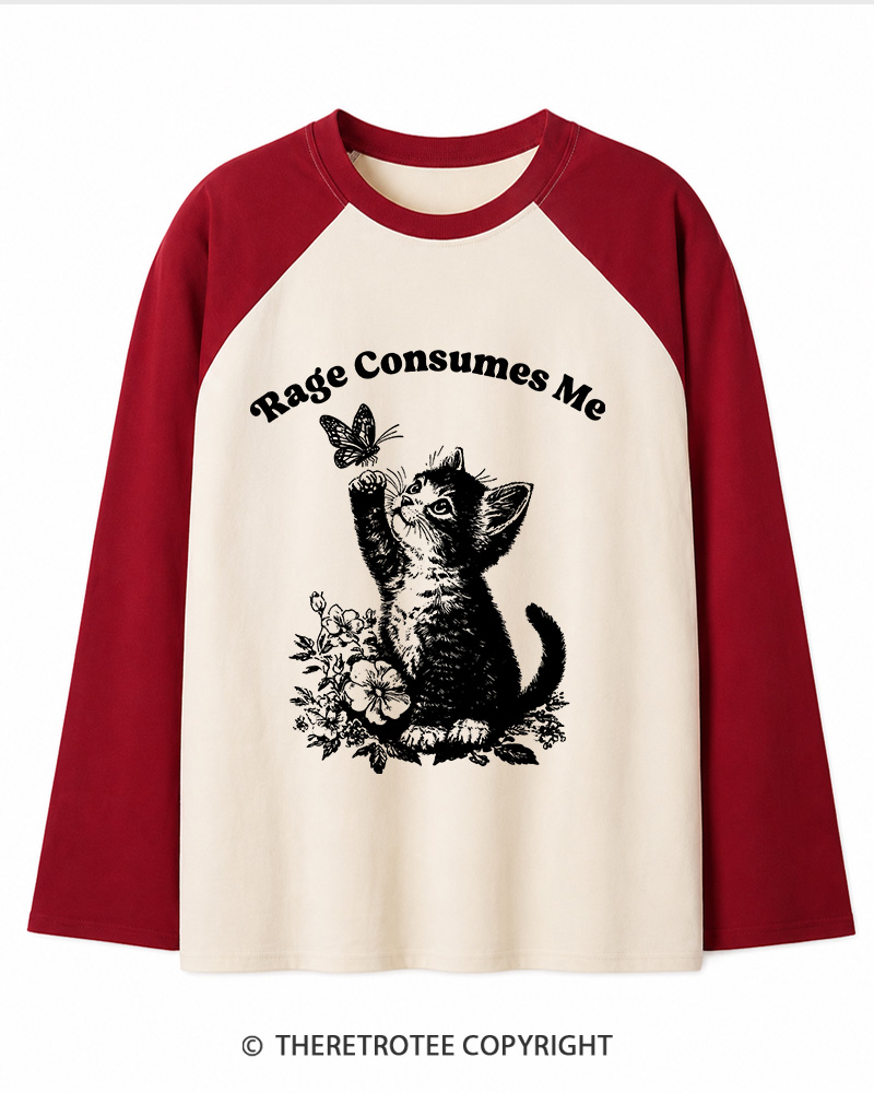 TheRetroTee Rage Consumes Me Long Sleeve Raglan T-Shirt