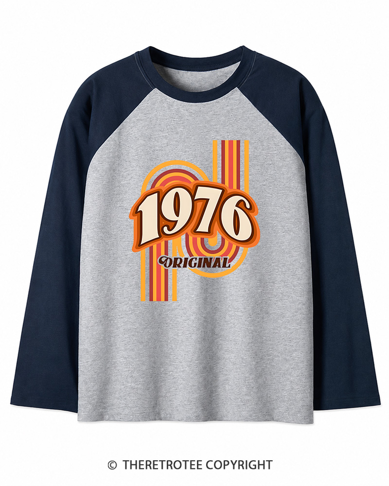 TheRetroTee 1976 Original Classic Nostalgia Graphic Long Sleeve Raglan T-Shirt