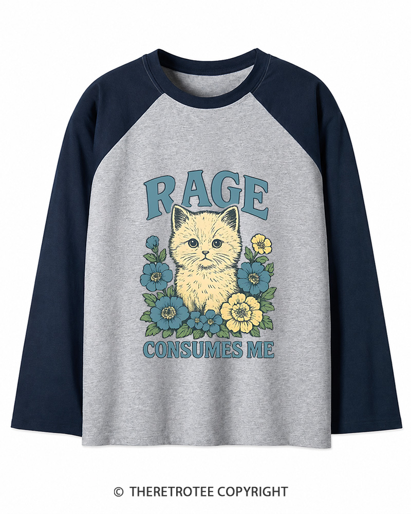 TheRetroTee Cat Meme 1970s Long Sleeve Raglan T-Shirt