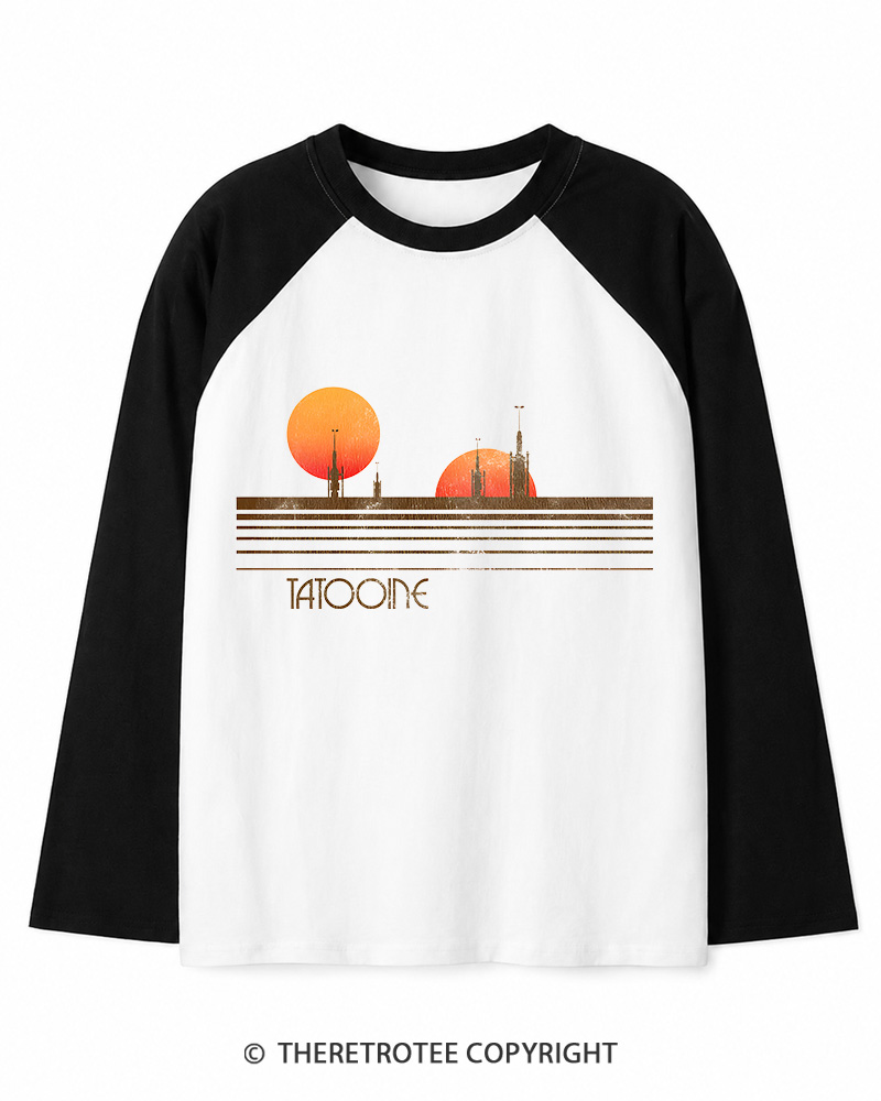 TheRetroTee Galaxy 1980s Long Sleeve Raglan T-Shirt