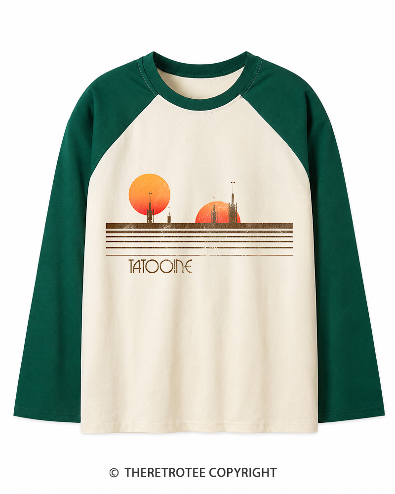TheRetroTee Galaxy 1980s Long Sleeve Raglan T-Shirt