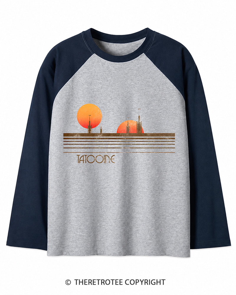 TheRetroTee Galaxy 1980s Long Sleeve Raglan T-Shirt