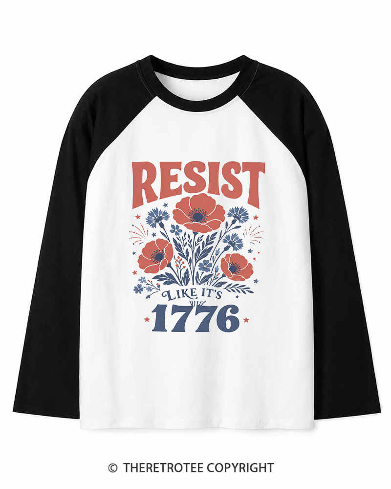 TheRetroTee Resist Like It's 1776 Long Sleeve Raglan T-Shirt