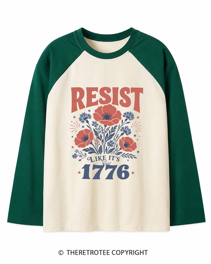 TheRetroTee Resist Like It's 1776 Long Sleeve Raglan T-Shirt