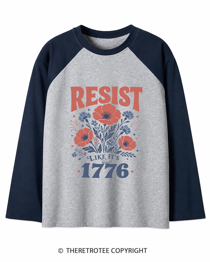 TheRetroTee Resist Like It's 1776 Long Sleeve Raglan T-Shirt