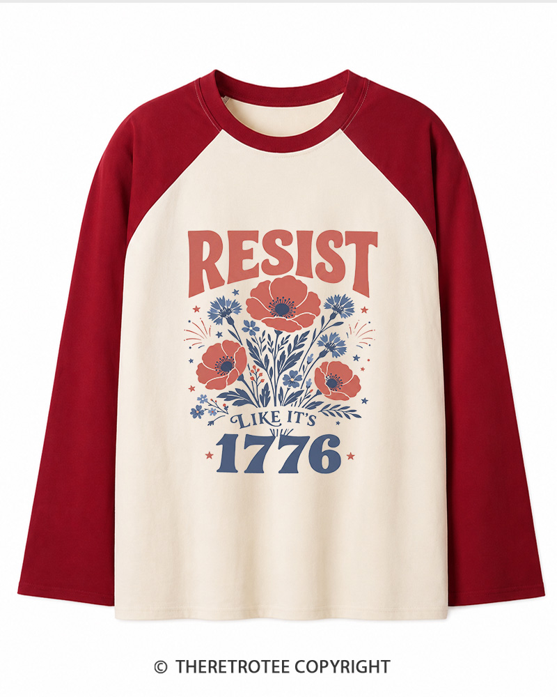 TheRetroTee Resist Like It's 1776 Long Sleeve Raglan T-Shirt