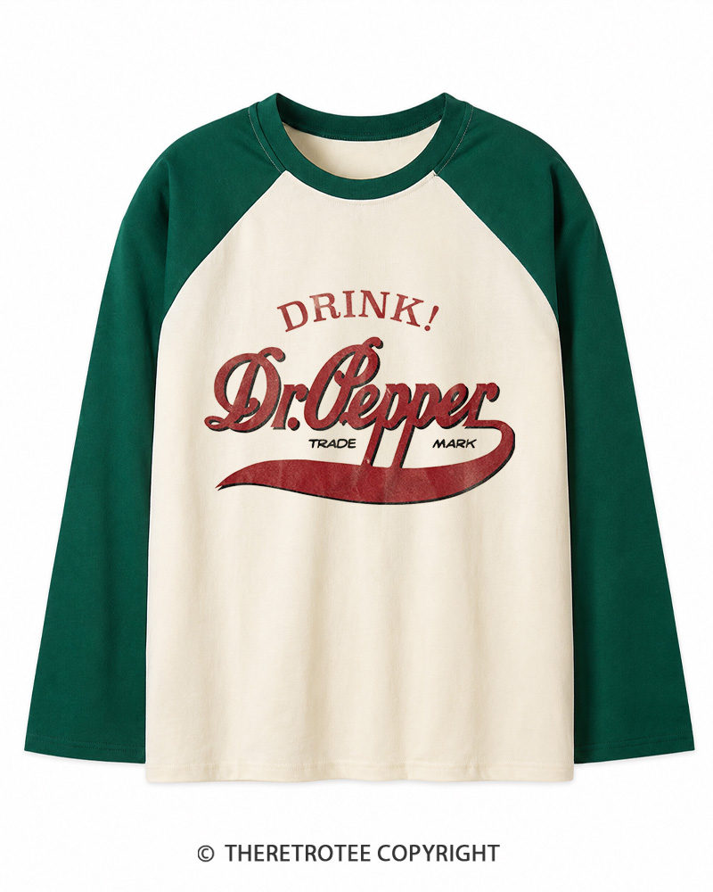 TheRetroTee 1970s Retro Soda Brand Inspired Long Sleeve Raglan T-Shirt