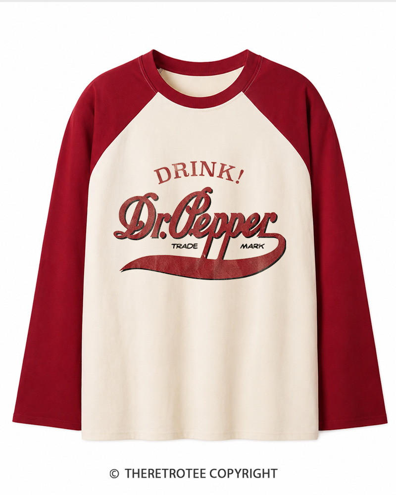 TheRetroTee 1970s Retro Soda Brand Inspired Long Sleeve Raglan T-Shirt