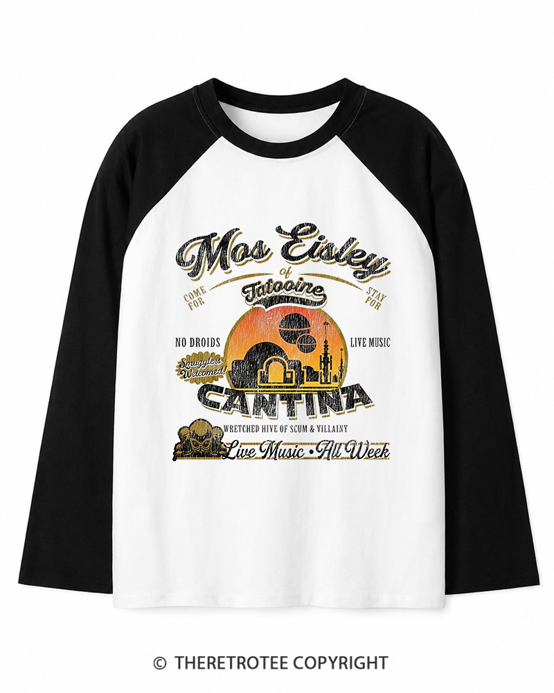 TheRetroTee Desert Outpost Cantina 1980s Long Sleeve Raglan T-Shirt