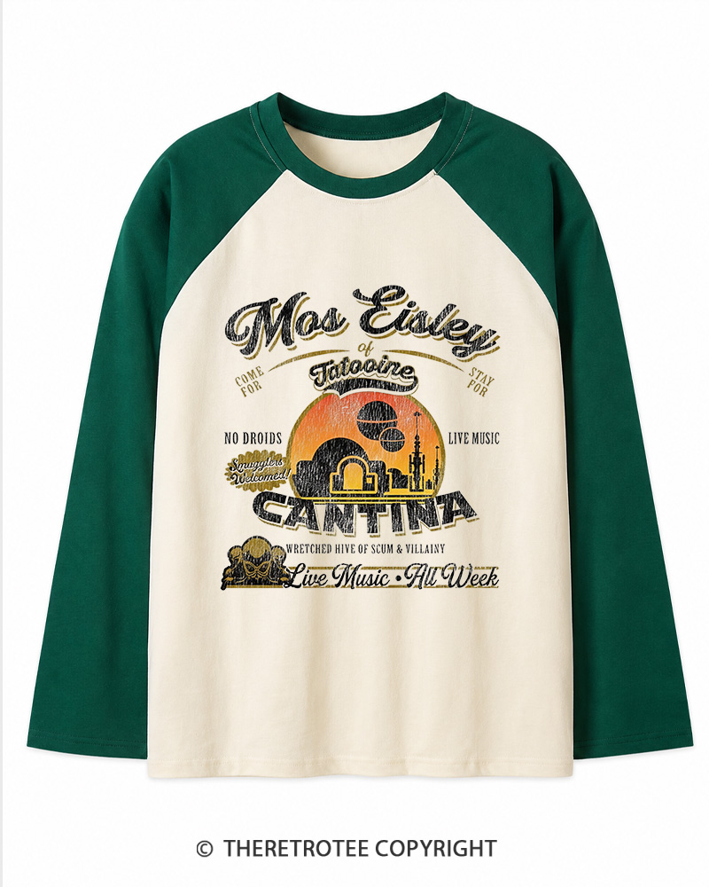 TheRetroTee Desert Outpost Cantina 1980s Long Sleeve Raglan T-Shirt