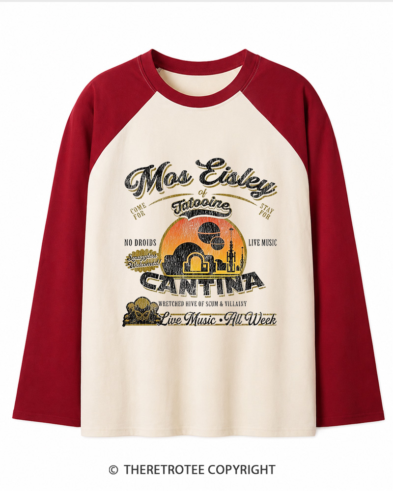 TheRetroTee Desert Outpost Cantina 1980s Long Sleeve Raglan T-Shirt
