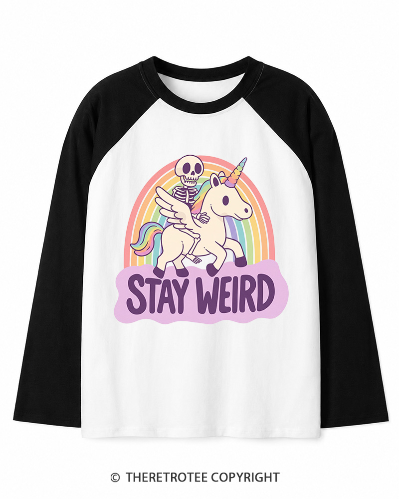 TheRetroTee Stay Weird Long Sleeve Raglan T-Shirt