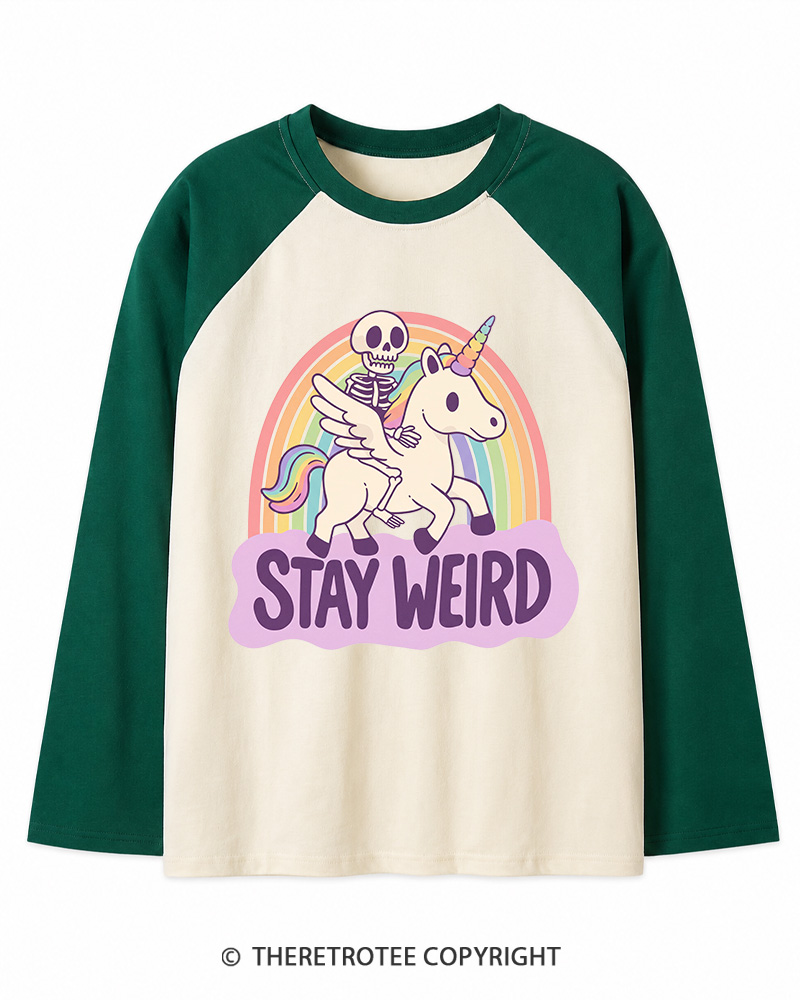 TheRetroTee Stay Weird Long Sleeve Raglan T-Shirt