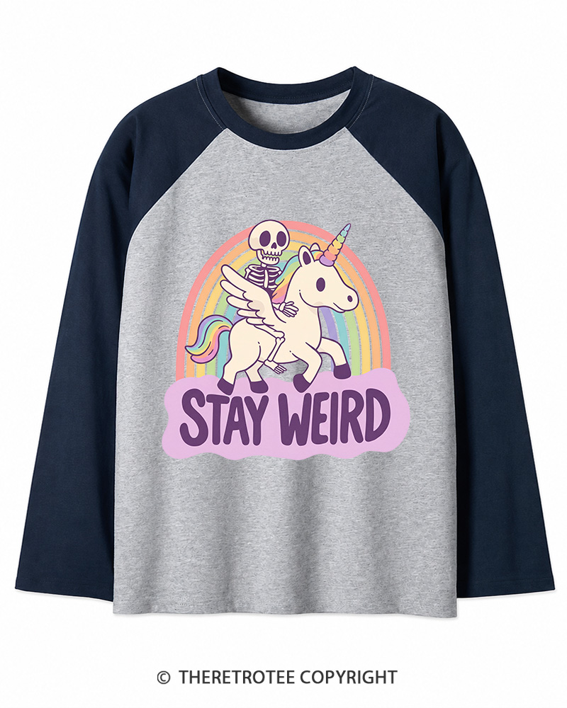 TheRetroTee Stay Weird Long Sleeve Raglan T-Shirt