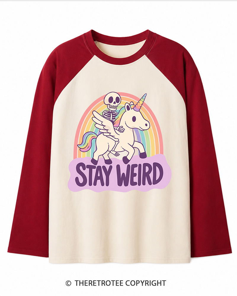 TheRetroTee Stay Weird Long Sleeve Raglan T-Shirt