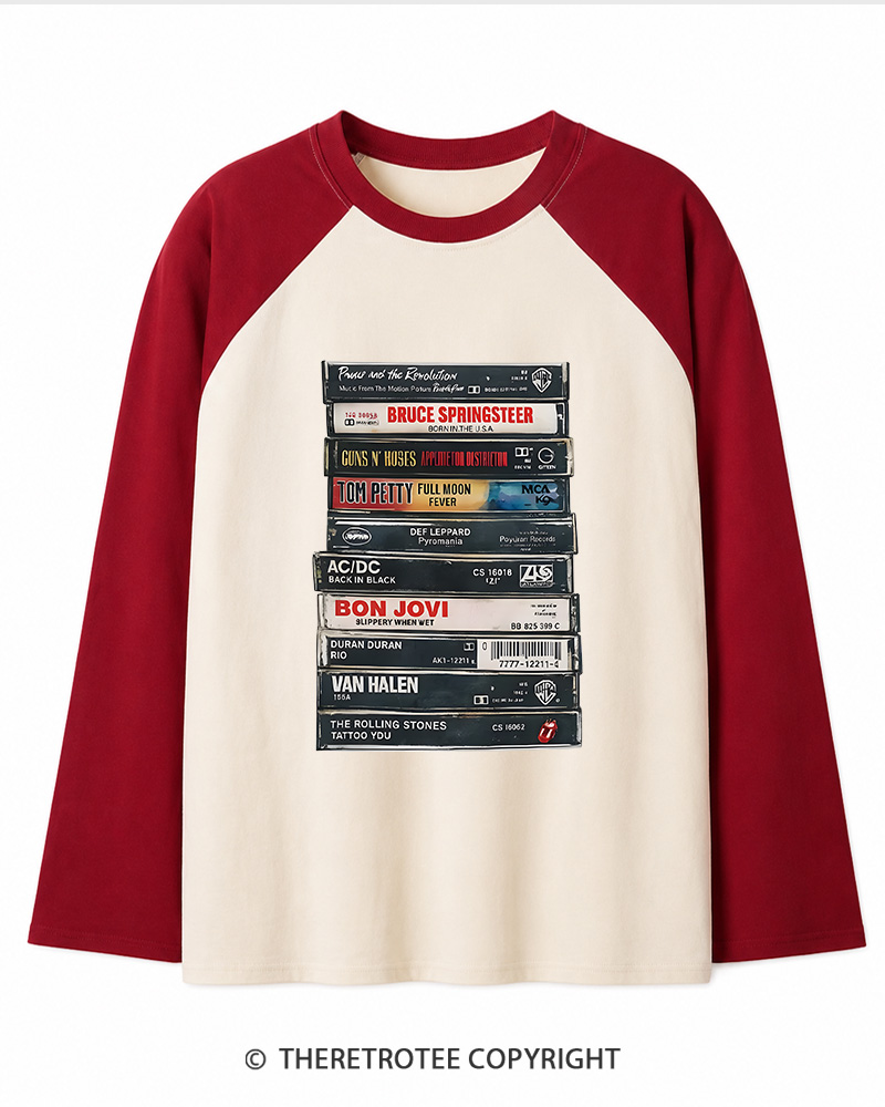 TheRetroTee Rock cassettes 1980s Long Sleeve Raglan T-Shirt
