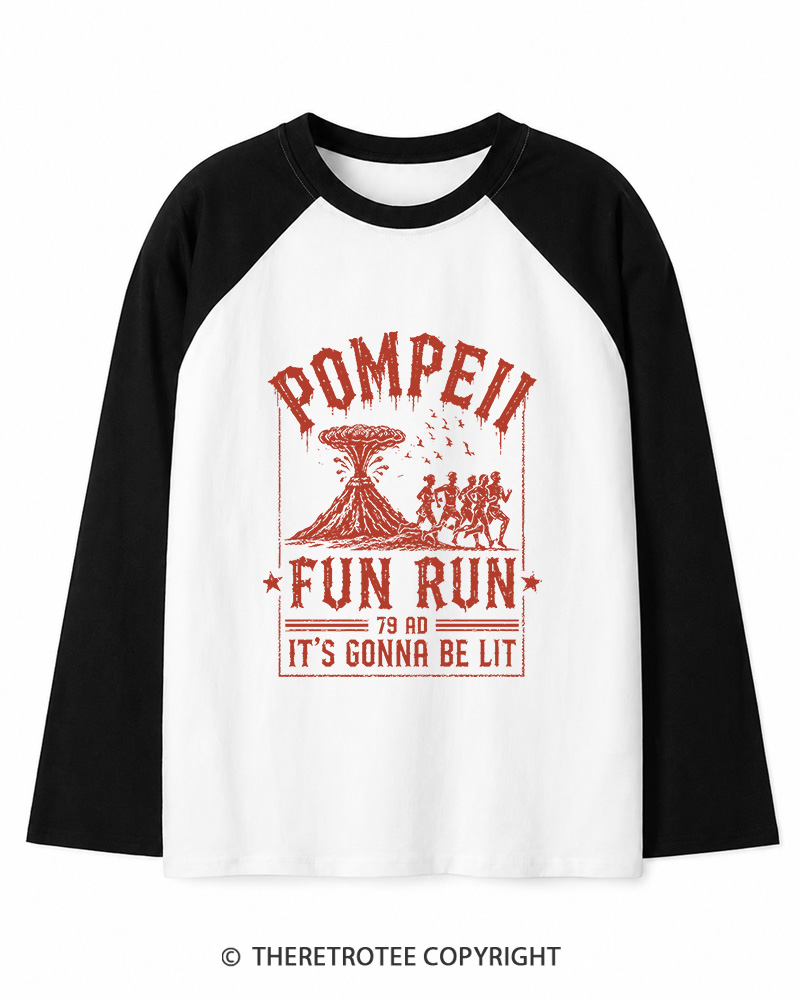 TheRetroTee Pompeii Fun Run 1660s Long Sleeve Raglan T-Shirt