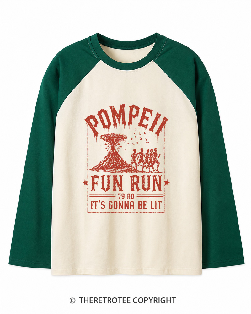 TheRetroTee Pompeii Fun Run 1660s Long Sleeve Raglan T-Shirt