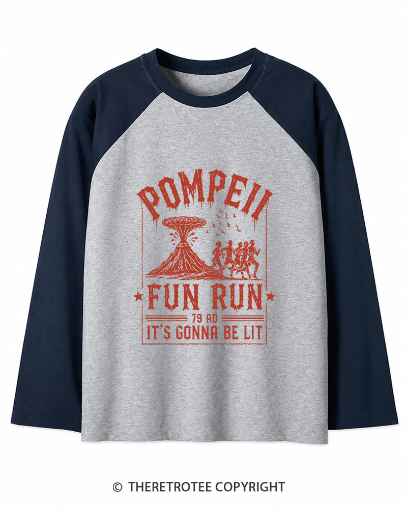 TheRetroTee Pompeii Fun Run 1660s Long Sleeve Raglan T-Shirt