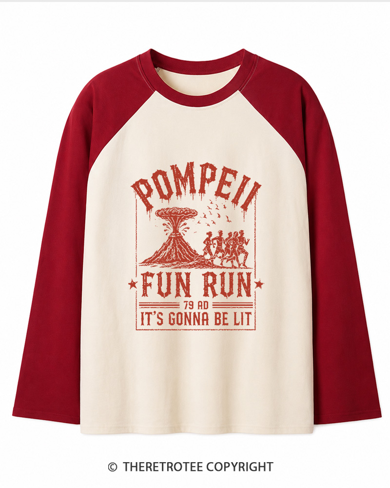 TheRetroTee Pompeii Fun Run 1660s Long Sleeve Raglan T-Shirt