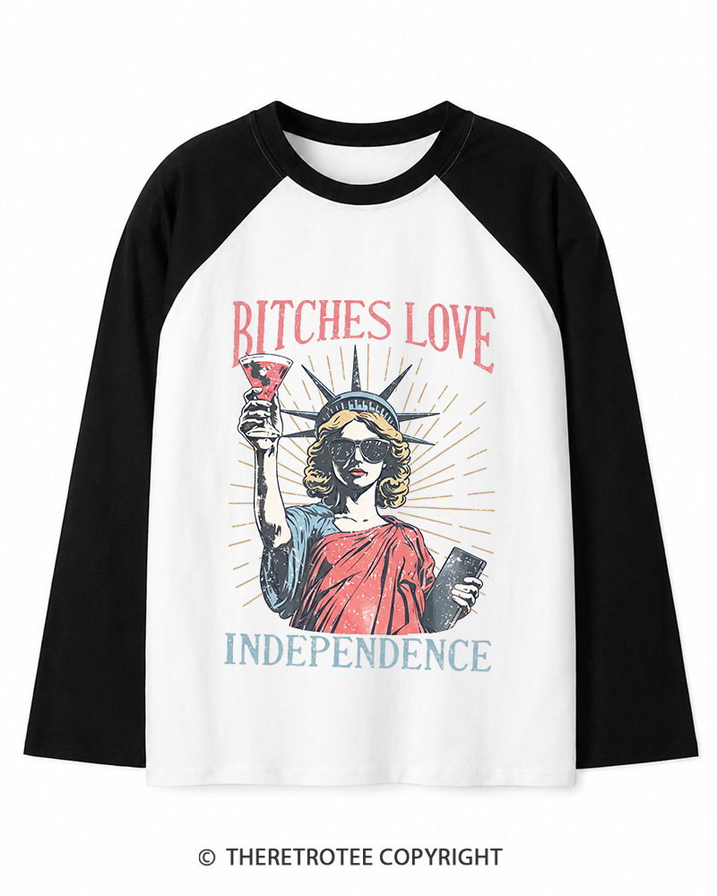 TheRetroTee Love Independence 1776 Long Sleeve Raglan T-Shirt