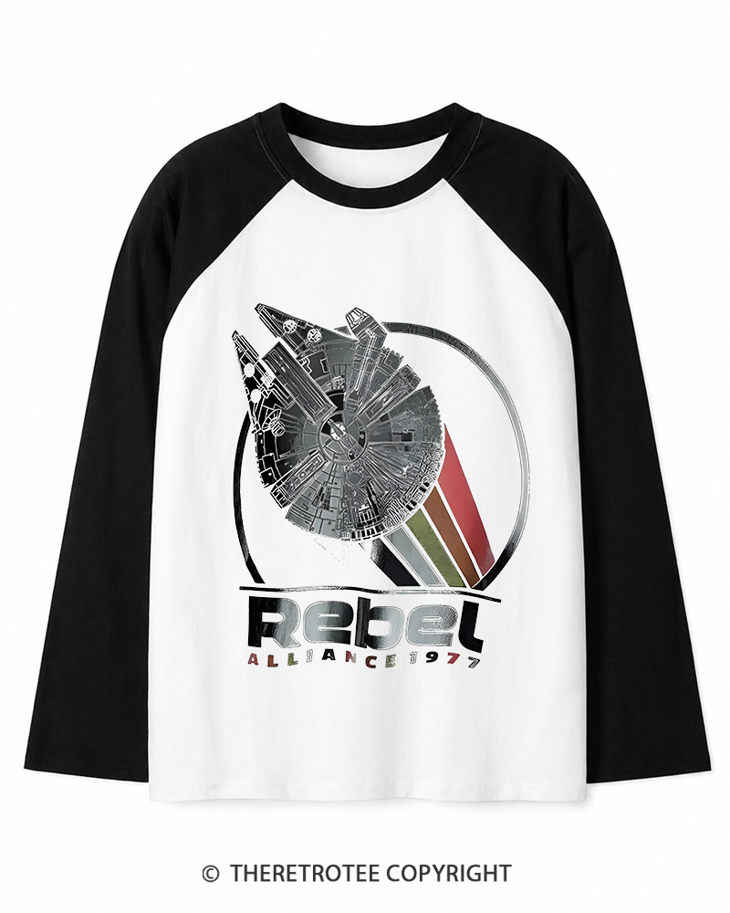 TheRetroTee 1977 Sci-Fi Spacecraft Inspired 1970s Long Sleeve Raglan T-Shirt