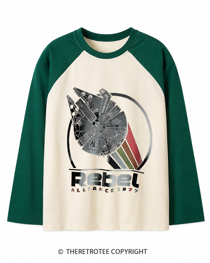 TheRetroTee 1977 Sci-Fi Spacecraft Inspired 1970s Long Sleeve Raglan T-Shirt