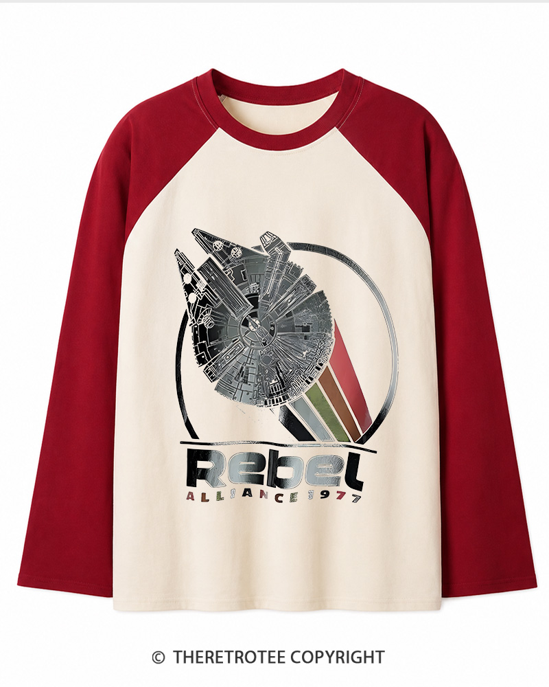 TheRetroTee 1977 Sci-Fi Spacecraft Inspired 1970s Long Sleeve Raglan T-Shirt
