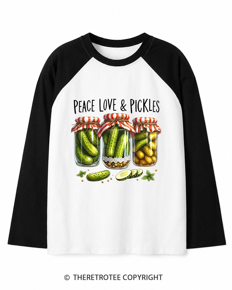 TheRetroTee Dill Pickle 1970s Long Sleeve Raglan T-Shirt
