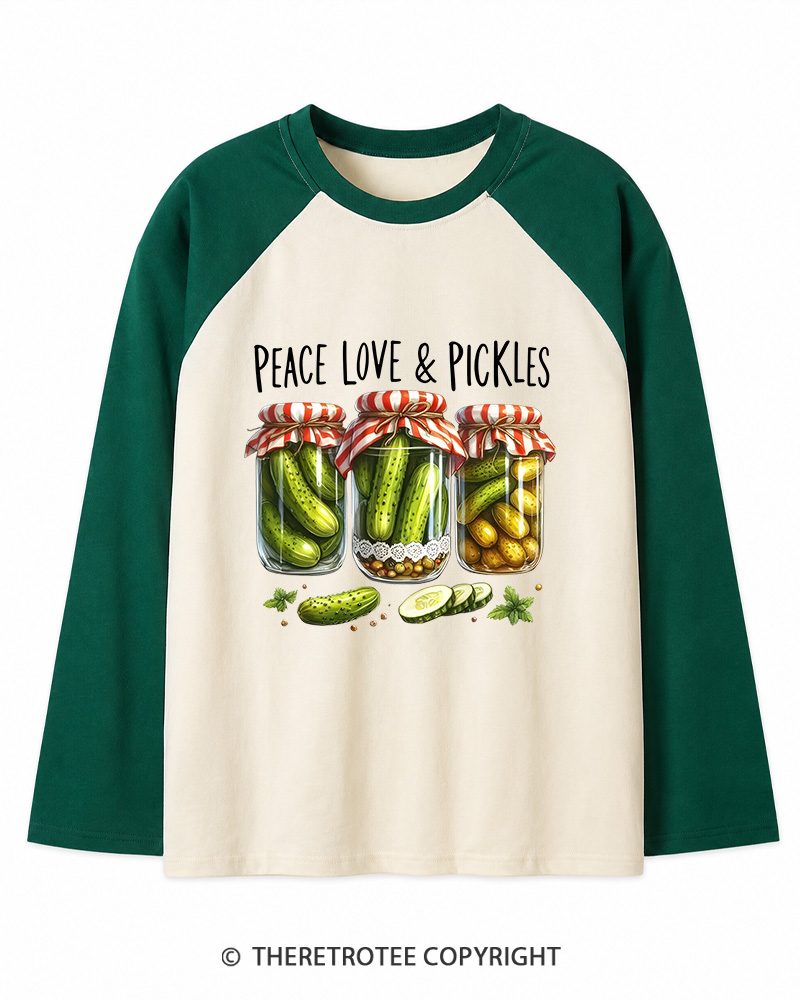 TheRetroTee Dill Pickle 1970s Long Sleeve Raglan T-Shirt