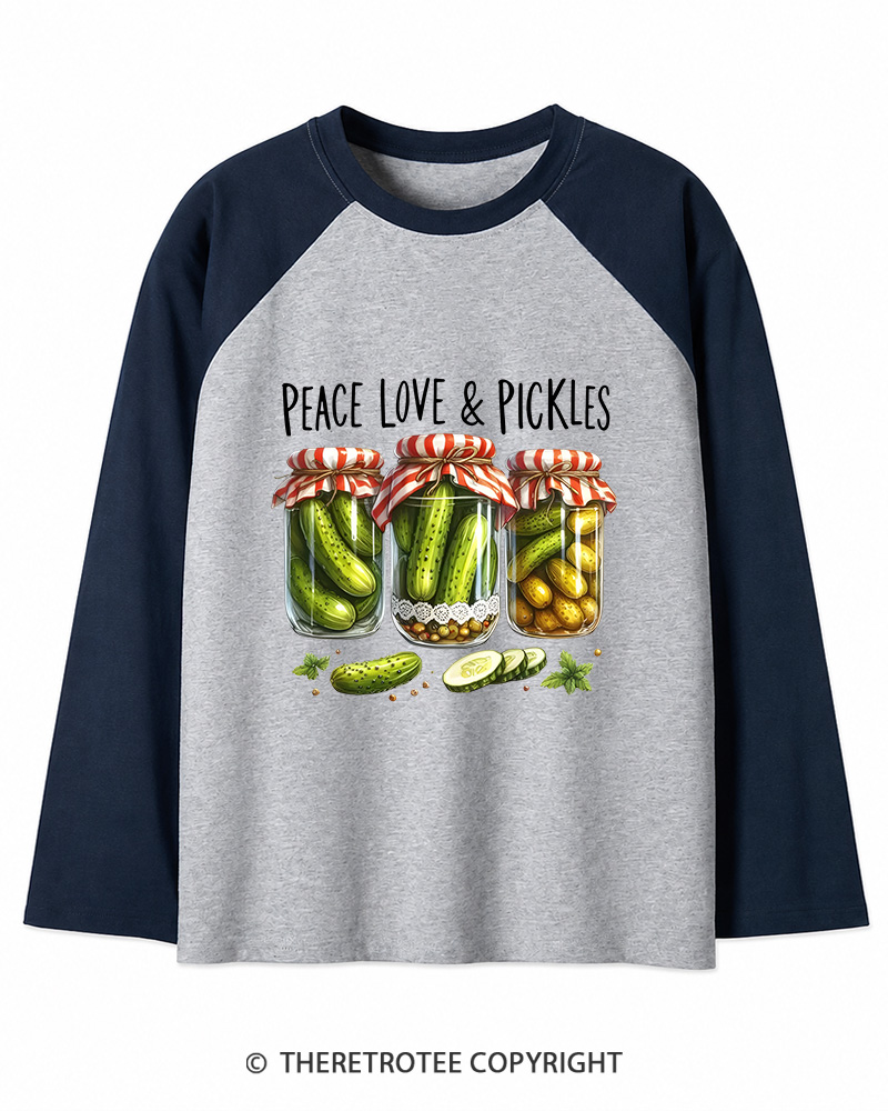 TheRetroTee Dill Pickle 1970s Long Sleeve Raglan T-Shirt