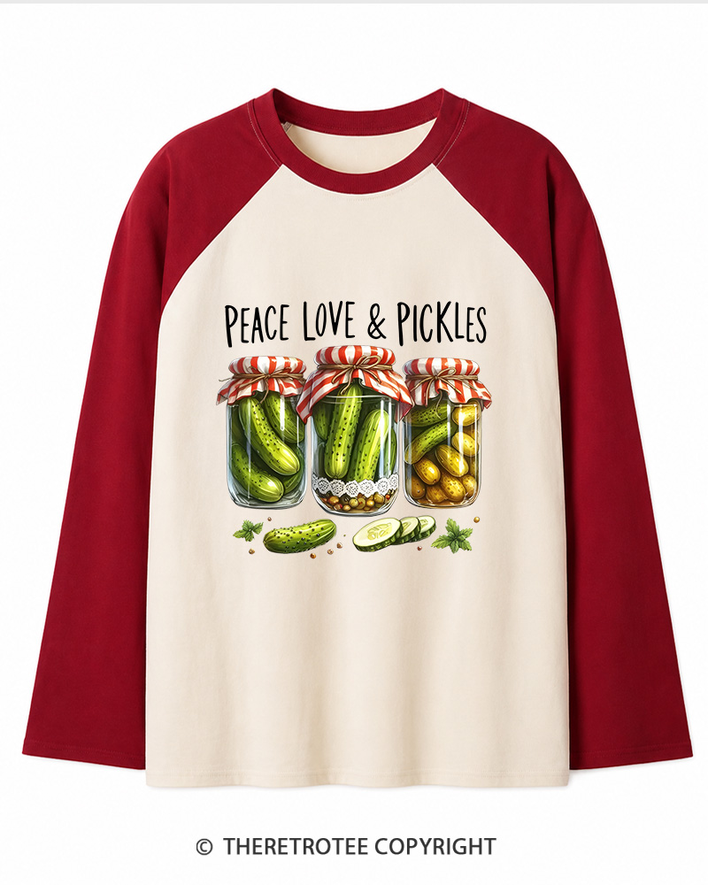 TheRetroTee Dill Pickle 1970s Long Sleeve Raglan T-Shirt