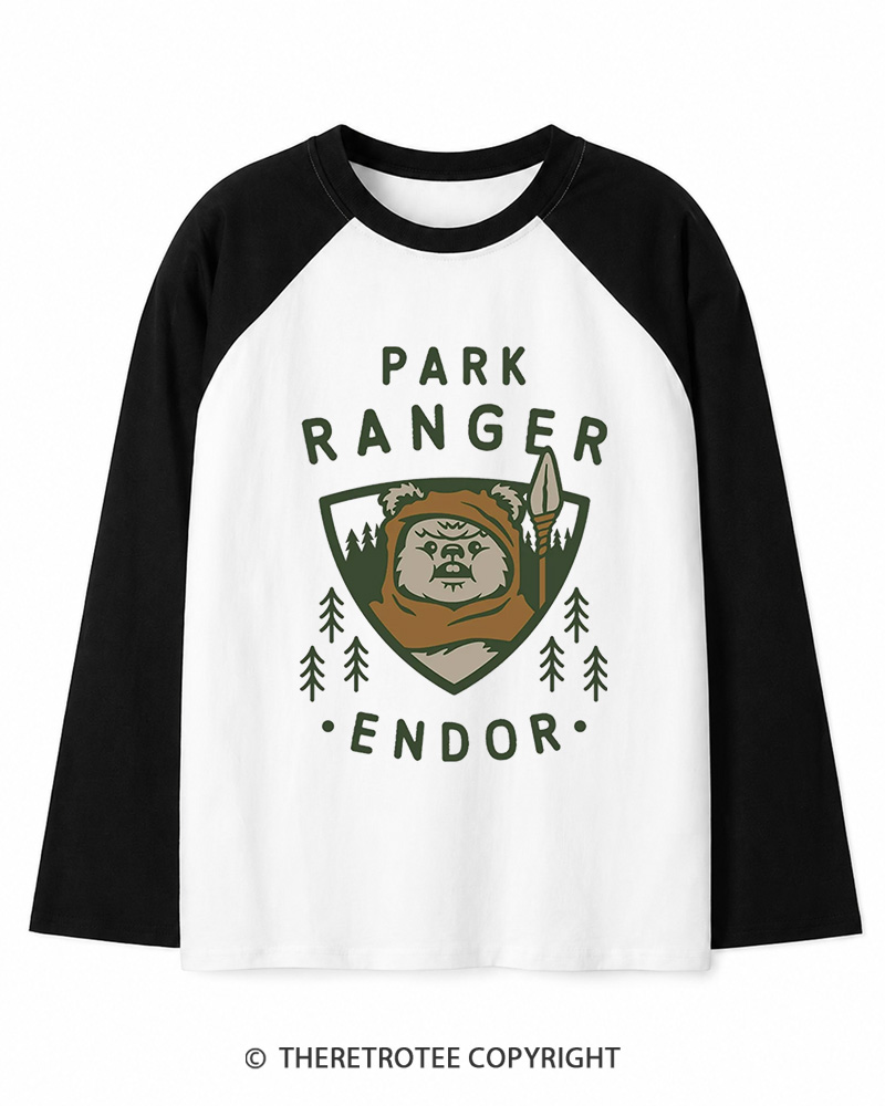 TheRetroTee Park Ranger 1980s Long Sleeve Raglan T-Shirt