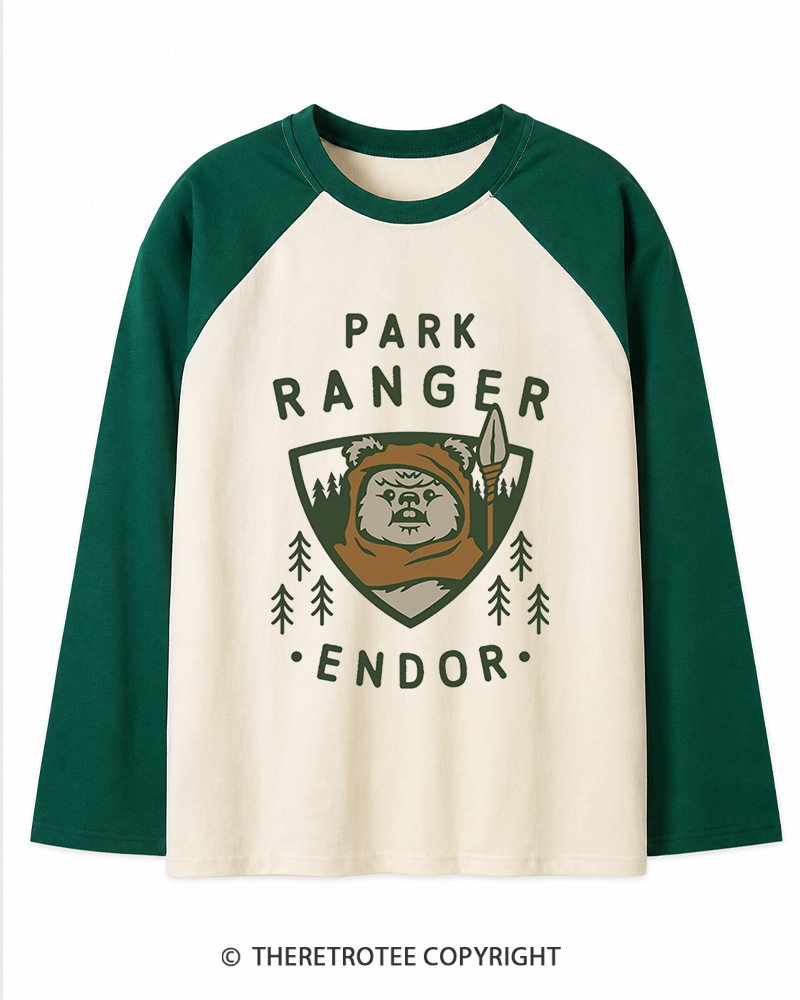 TheRetroTee Park Ranger 1980s Long Sleeve Raglan T-Shirt