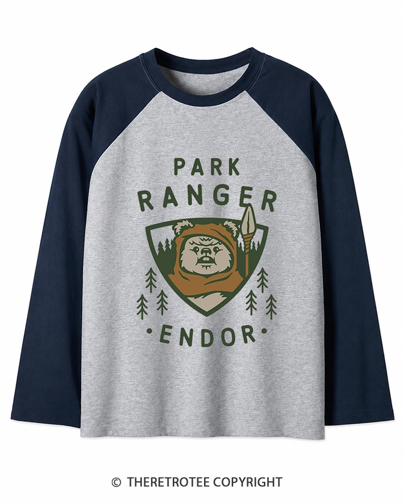 TheRetroTee Park Ranger 1980s Long Sleeve Raglan T-Shirt