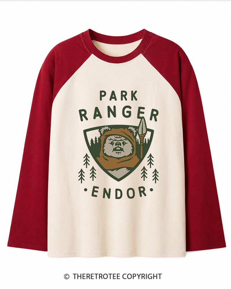 TheRetroTee Park Ranger 1980s Long Sleeve Raglan T-Shirt