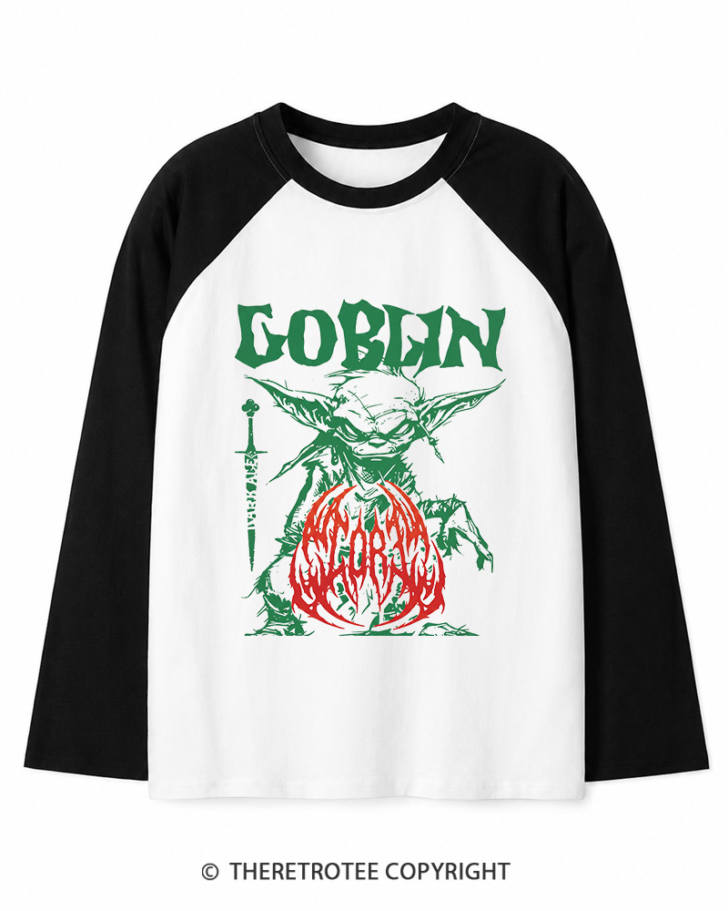 TheRetroTee Heavy Metal Goblin Long Sleeve Raglan T-Shirt