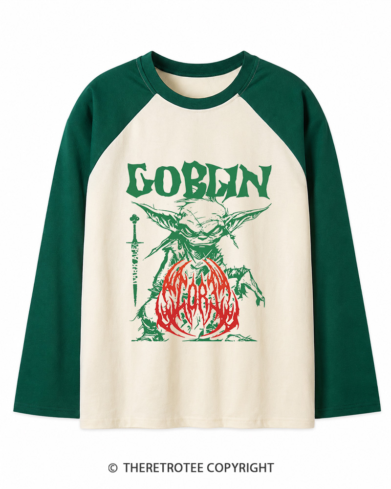 TheRetroTee Heavy Metal Goblin Long Sleeve Raglan T-Shirt