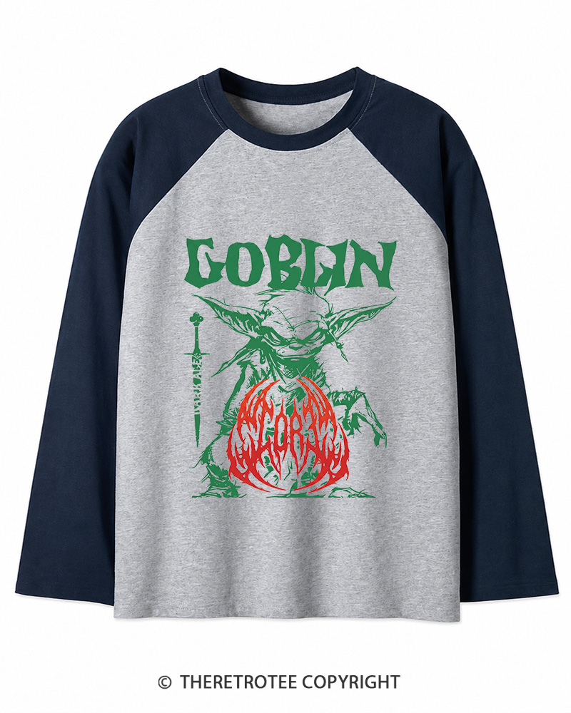 TheRetroTee Heavy Metal Goblin Long Sleeve Raglan T-Shirt