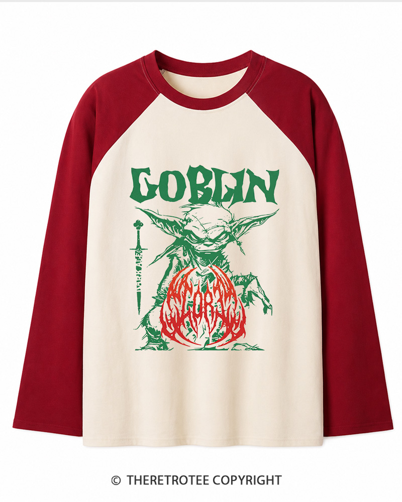 TheRetroTee Heavy Metal Goblin Long Sleeve Raglan T-Shirt