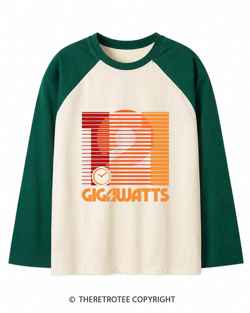 TheRetroTee 1.21 Gigawatts 1980s Long Sleeve Raglan T-Shirt