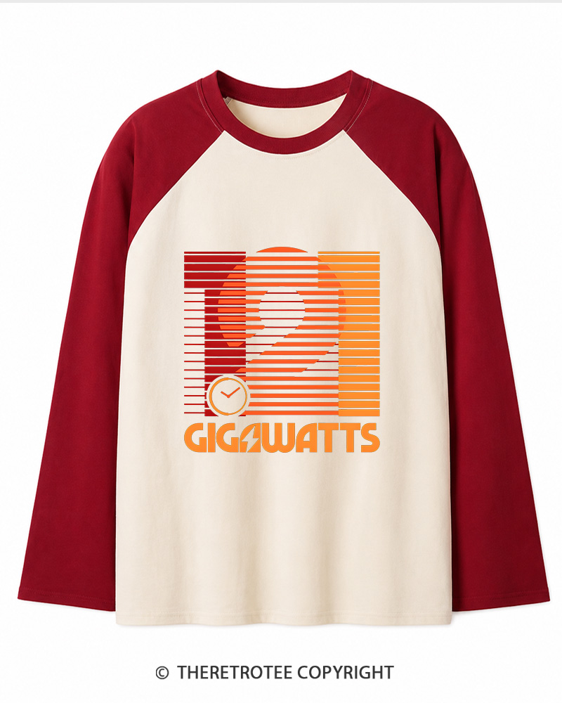 TheRetroTee 1.21 Gigawatts 1980s Long Sleeve Raglan T-Shirt