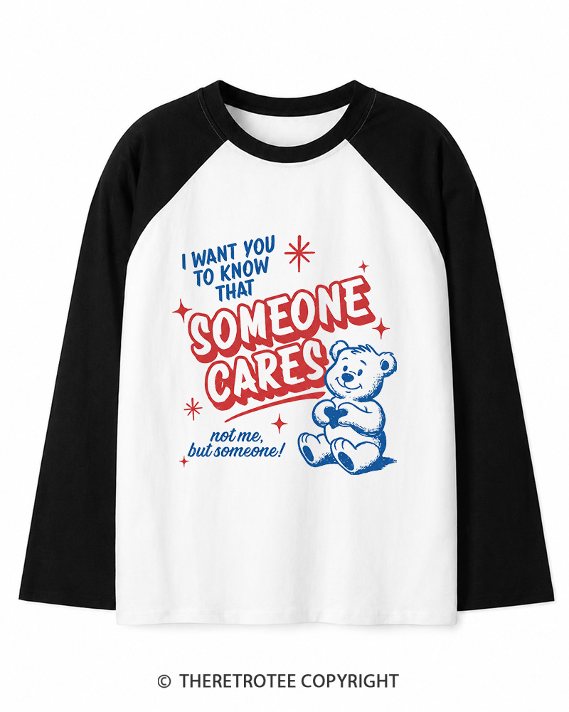 TheRetroTee Someone Cares 1950s Long Sleeve Raglan T-Shirt