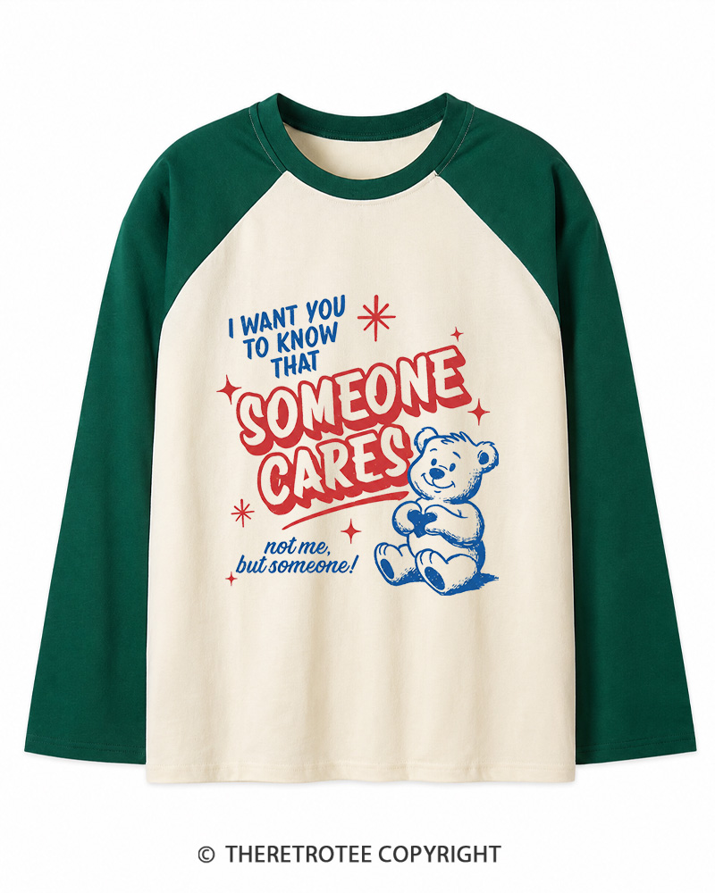 TheRetroTee Someone Cares 1950s Long Sleeve Raglan T-Shirt
