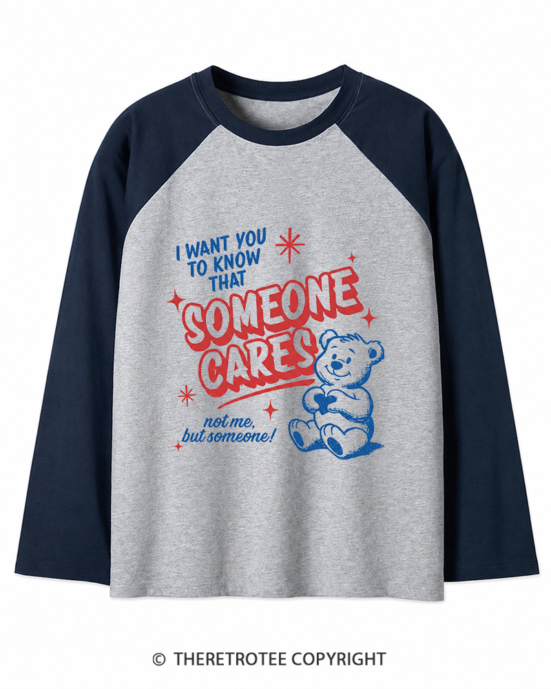 TheRetroTee Someone Cares 1950s Long Sleeve Raglan T-Shirt
