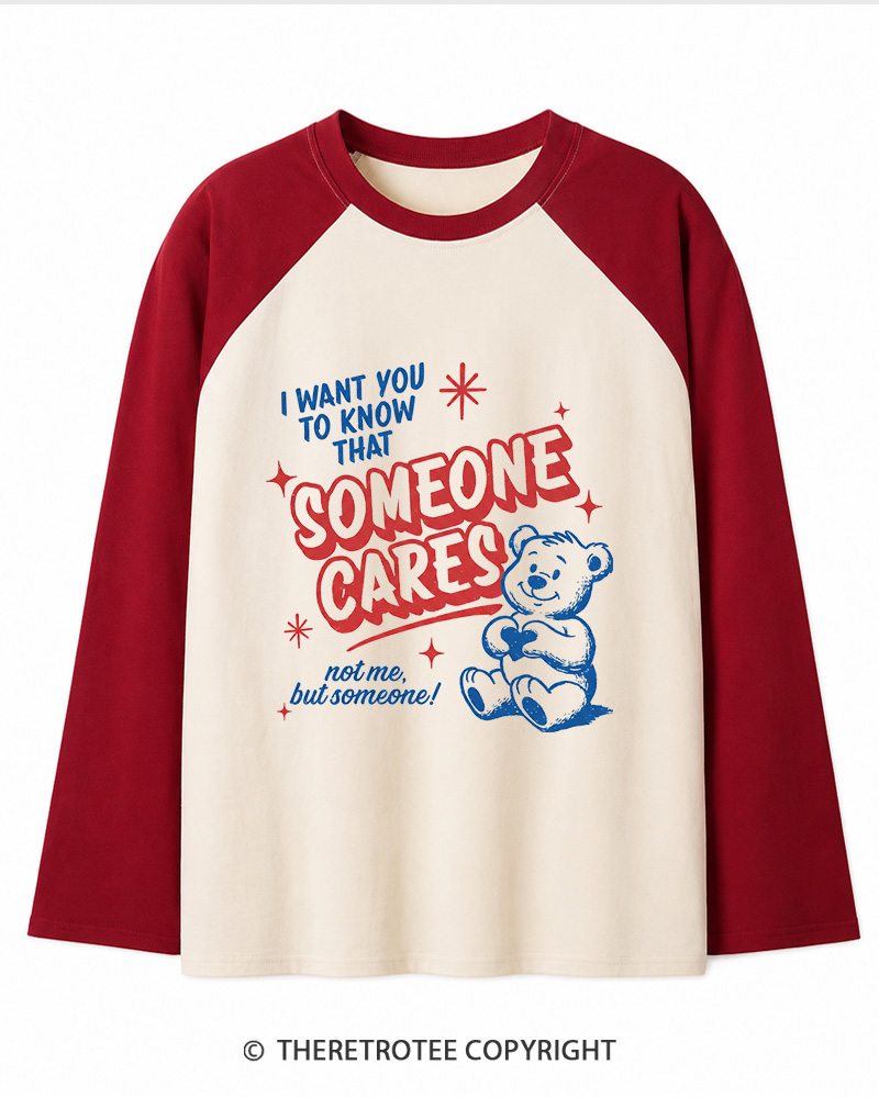 TheRetroTee Someone Cares 1950s Long Sleeve Raglan T-Shirt