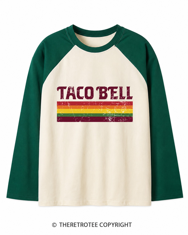 TheRetroTee Vintage Taco Paper Long Sleeve Raglan T-Shirt